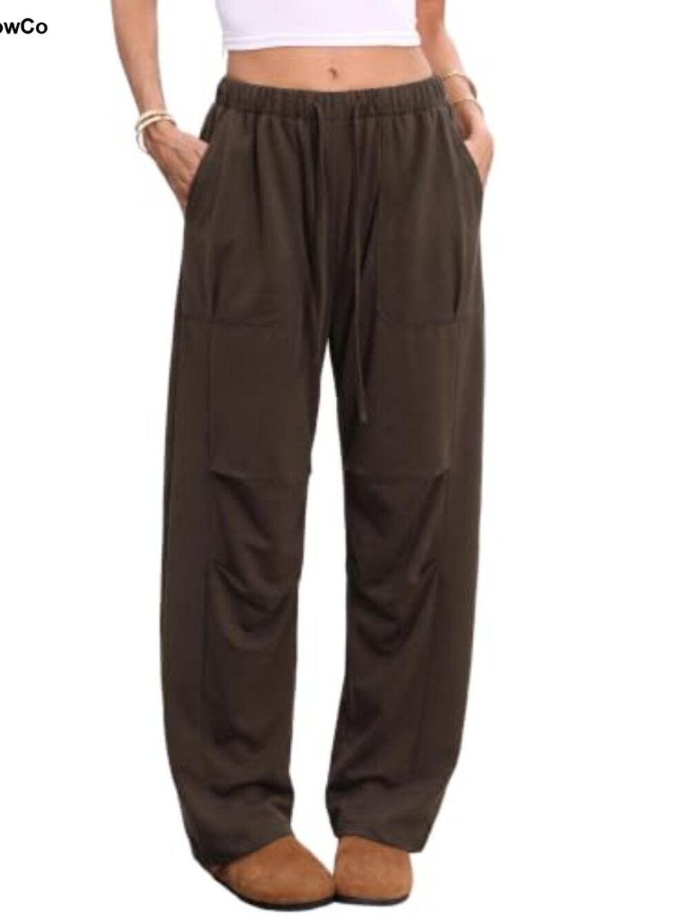 ZAFUL Women's Drawstring Barrel Pants Elastic Waist Sweatpants with Pockets